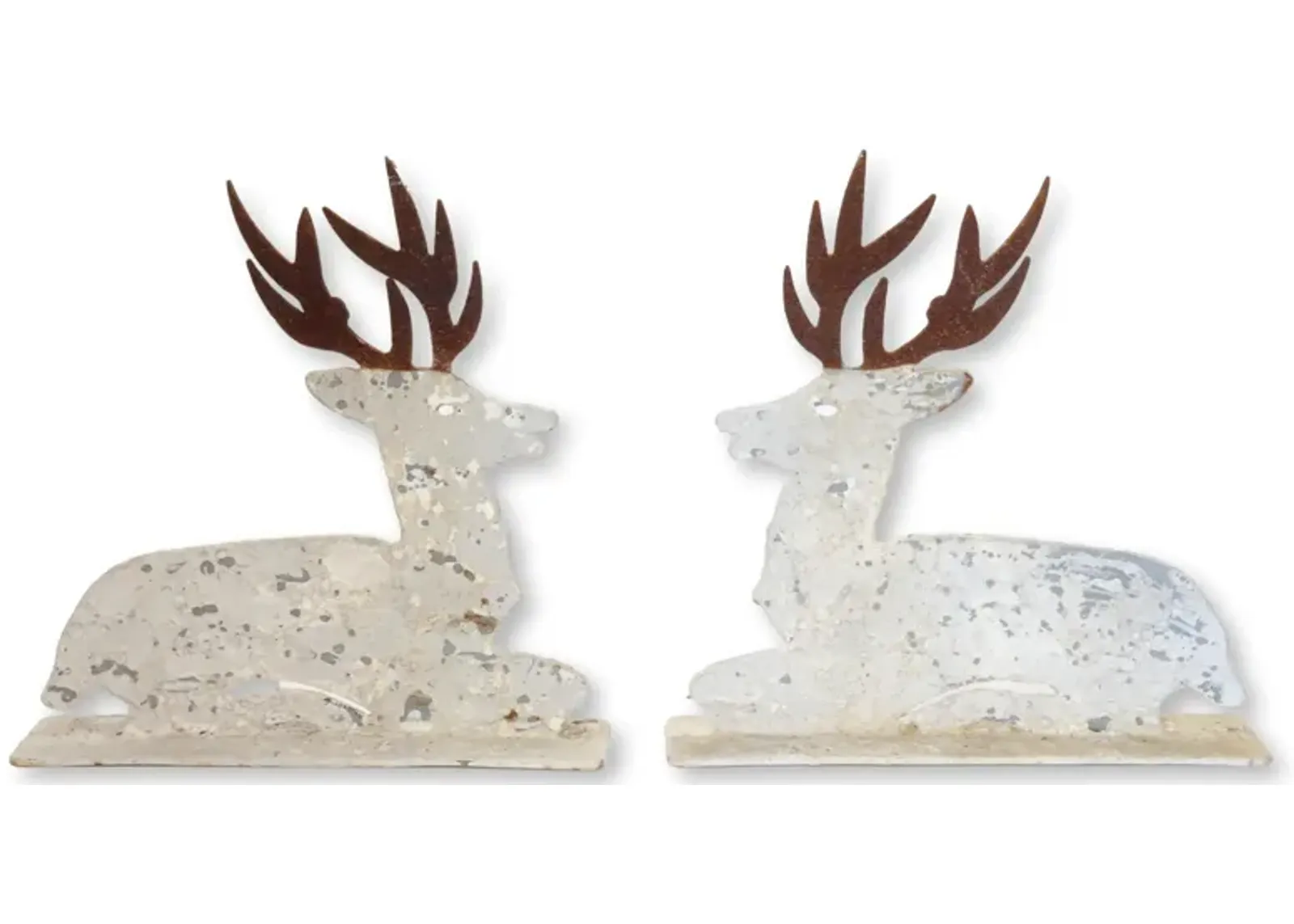 Salvaged Metal Deer - Set of 2 - Rose Victoria - White