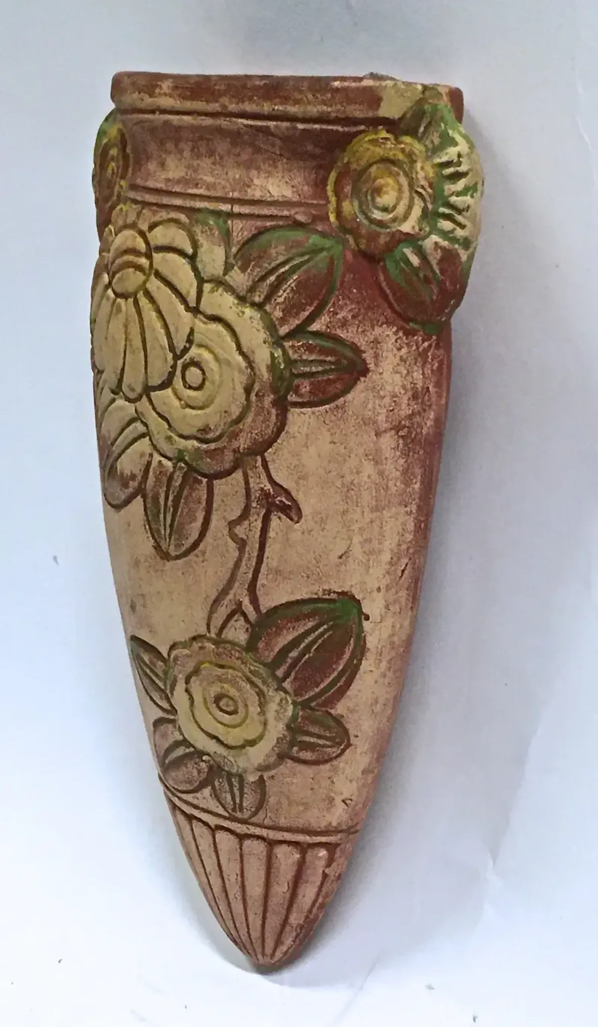 Mexican Art Deco Floral Wall Pocket - Vermilion Designs - Beige