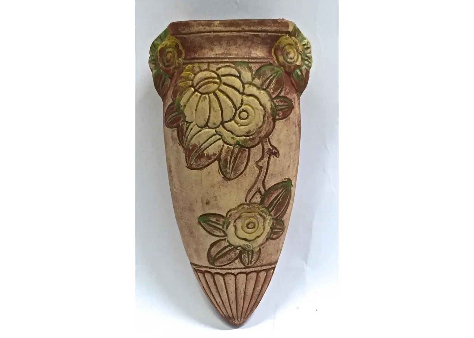 Mexican Art Deco Floral Wall Pocket - Vermilion Designs - Beige