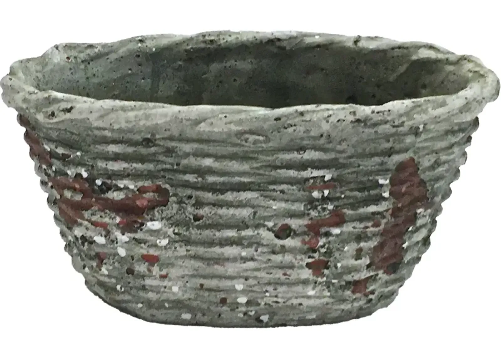 Faux Bois Style Ceramic Basket Cachepot - Vermilion Designs - Gray