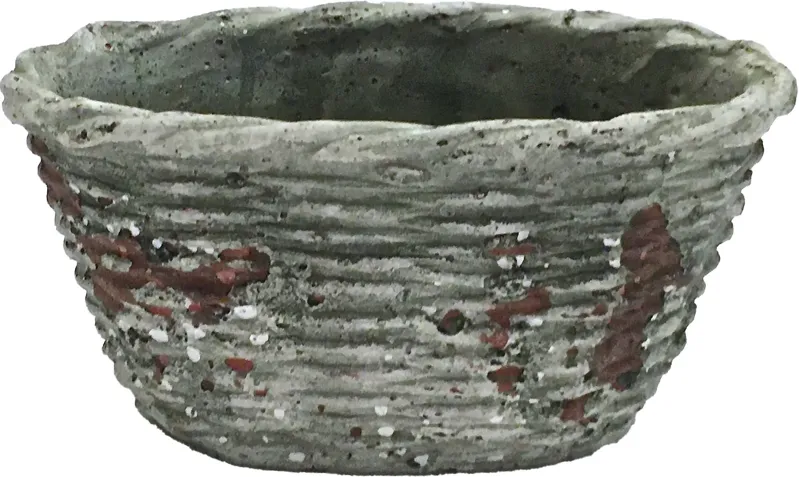 Faux Bois Style Ceramic Basket Cachepot - Vermilion Designs - Gray