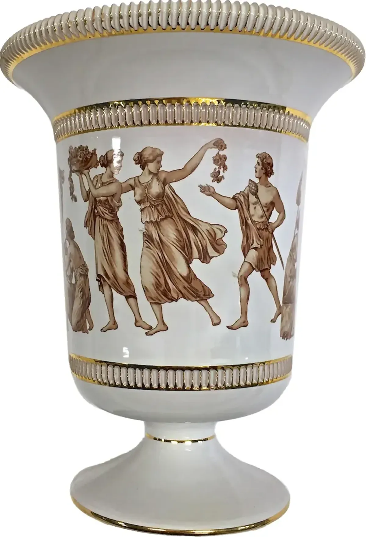 Italian Classical Theme Urn Vase - Vermilion Designs - Brown