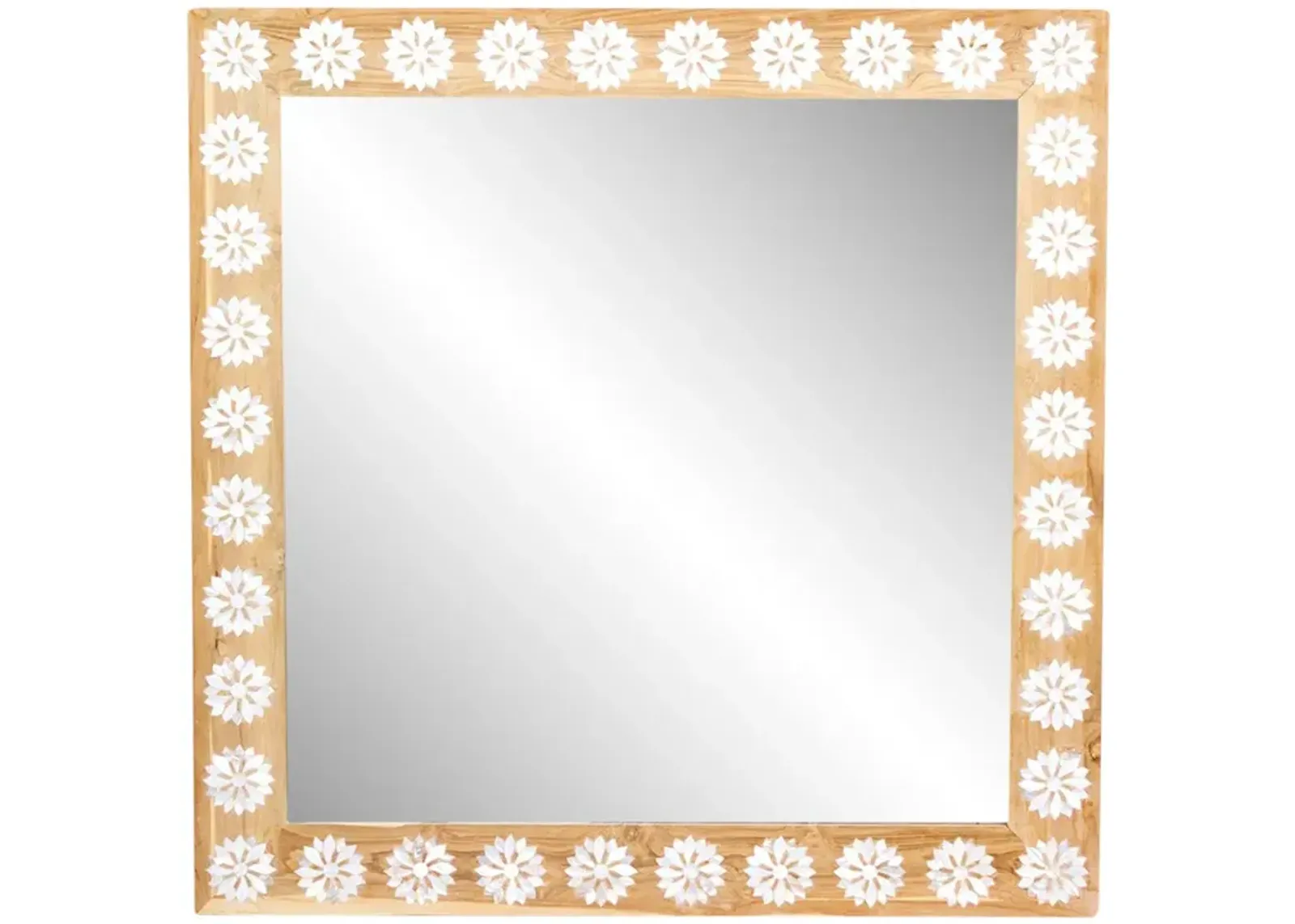 Blossom Mother of Pearl Inlay Mirror - de-cor - Brown