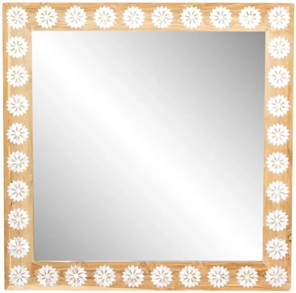 Blossom Mother of Pearl Inlay Mirror - de-cor - Brown