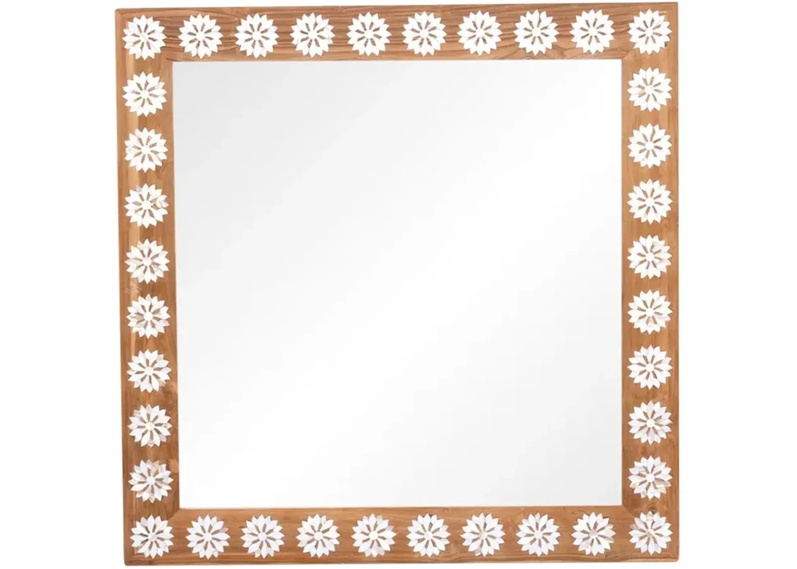 Teak Blossom Mother of Pearl Mirror - de-cor - Brown