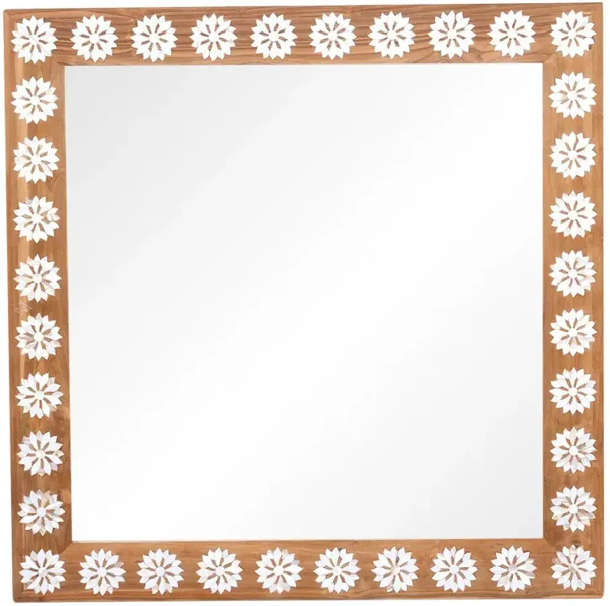 Teak Blossom Mother of Pearl Mirror - de-cor - Brown