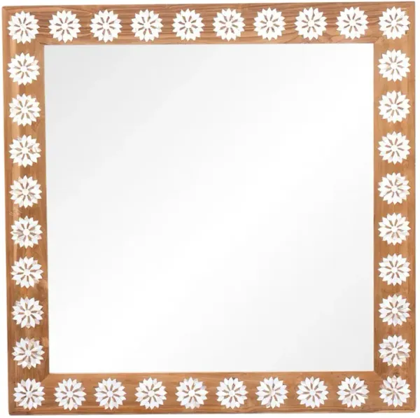 Teak Blossom Mother of Pearl Mirror - de-cor - Brown