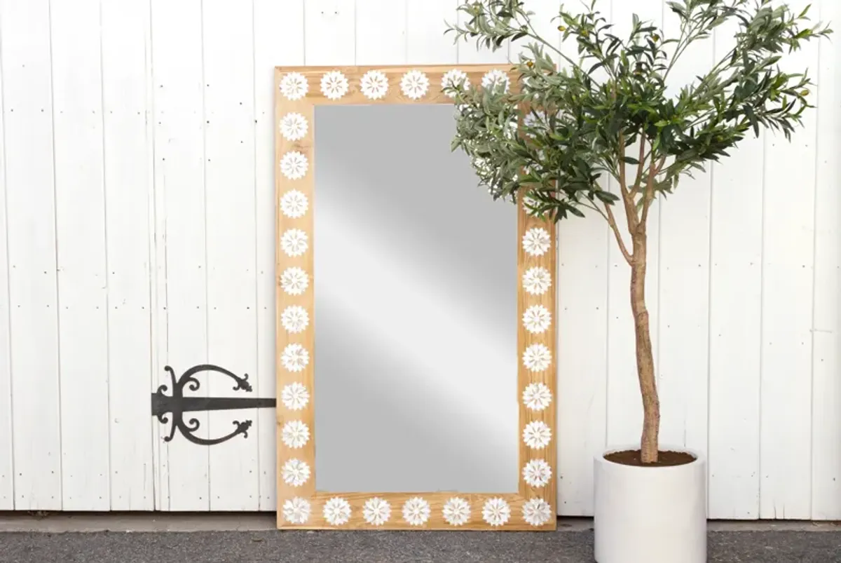 Bleached Blossom Mother of Pearl Mirror - de-cor - Beige