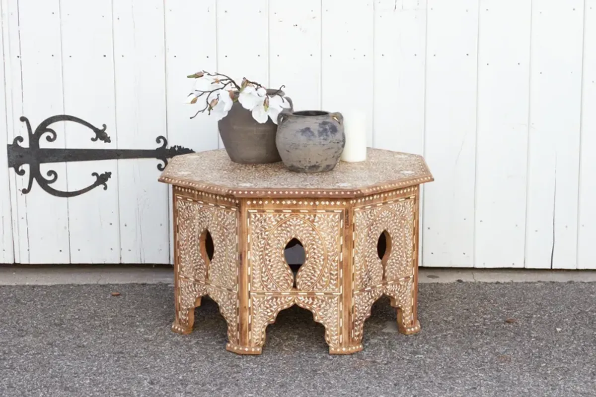 Inlaid Mandawa Octagonal Coffee Table - de-cor - Handcrafted - Brown