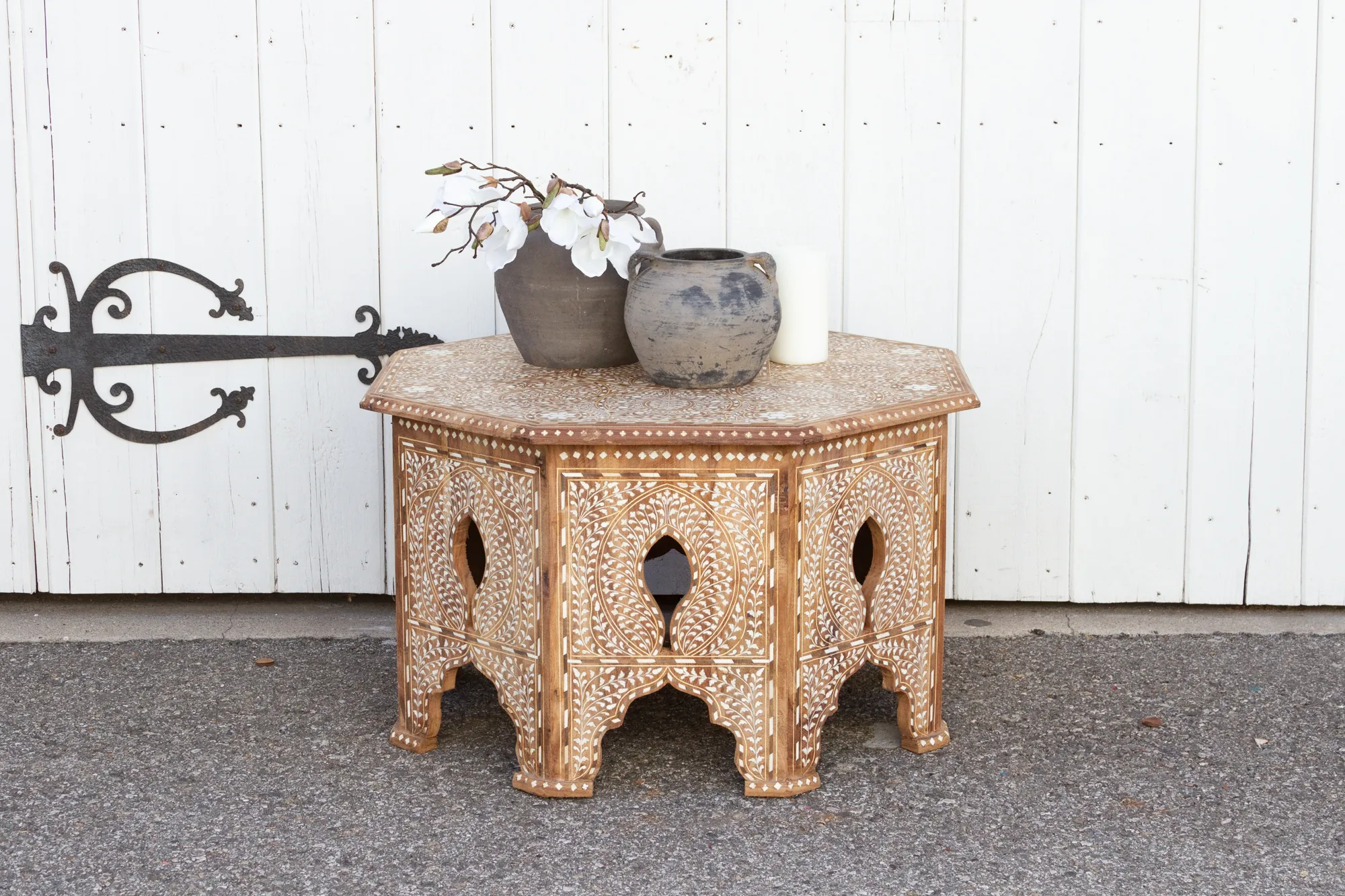 Inlaid Mandawa Octagonal Coffee Table - de-cor - Handcrafted - Brown