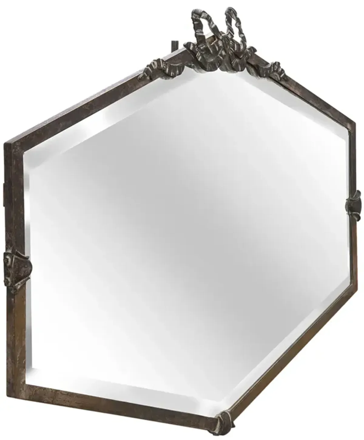 Elongated Hexagon Deco Beveled Mirror - Fleur de Lex Antiques - Handcrafted - silver