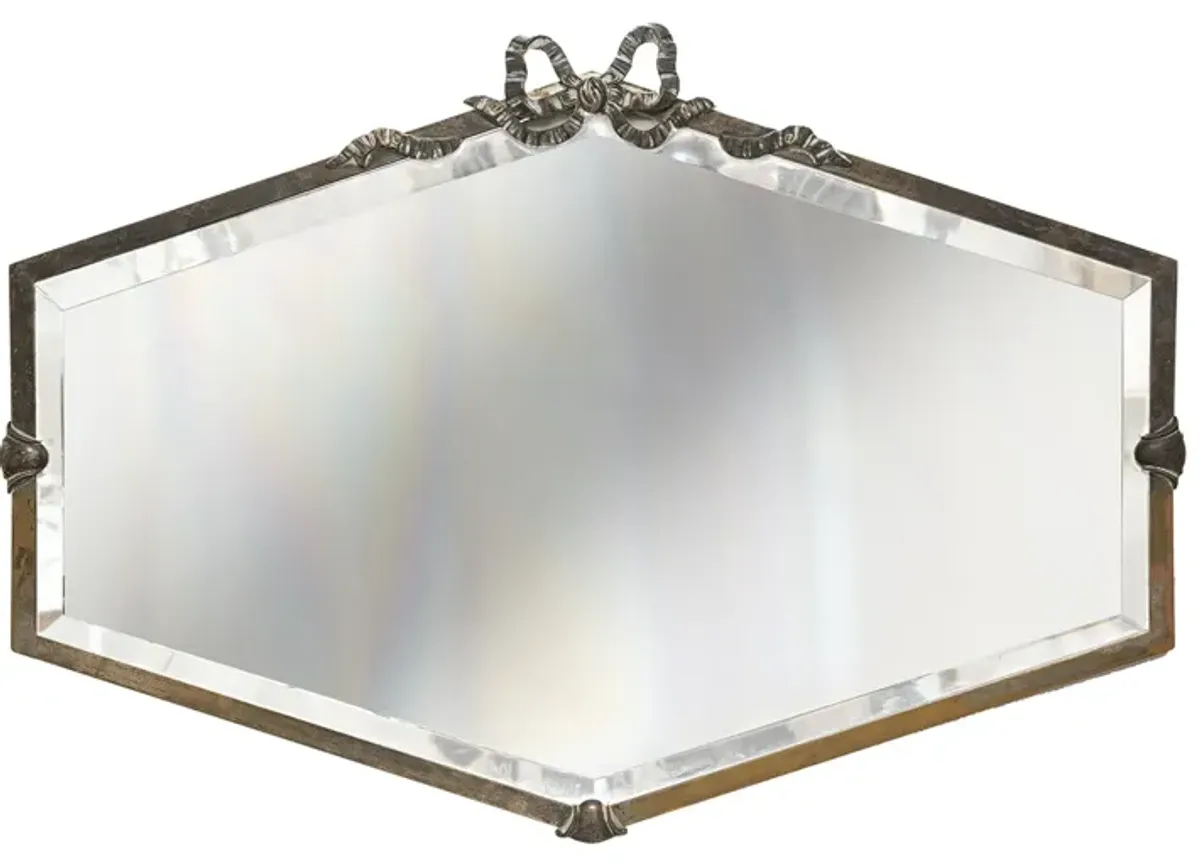 Elongated Hexagon Deco Beveled Mirror - Fleur de Lex Antiques - Handcrafted - silver