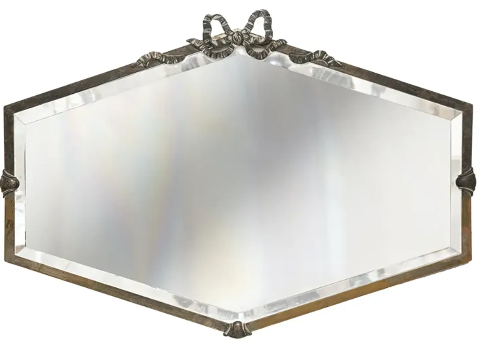 Elongated Hexagon Deco Beveled Mirror - Fleur de Lex Antiques - Handcrafted - silver