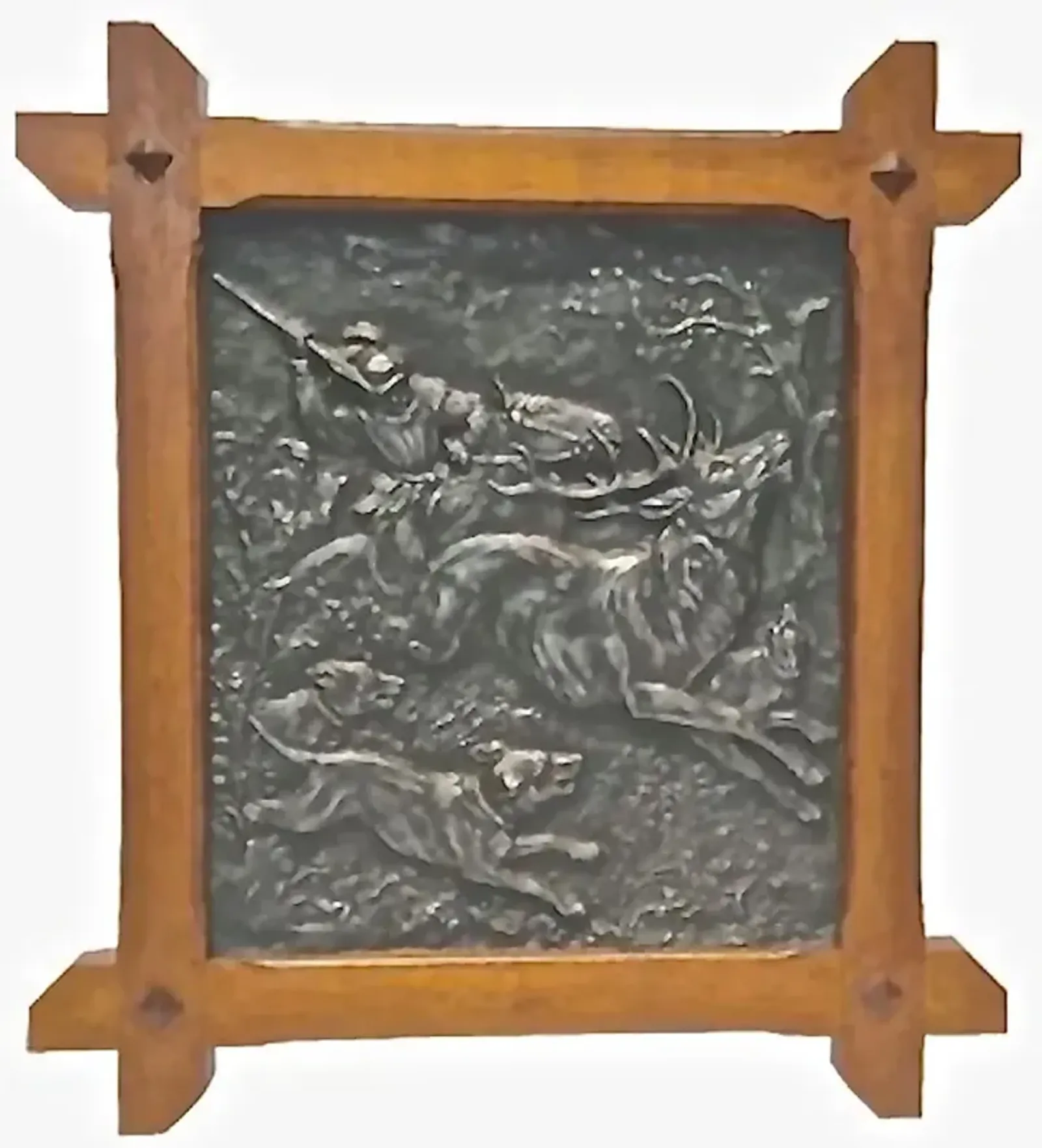 Stag Hunt Scene Wall Plaque - Vermilion Designs - Brown