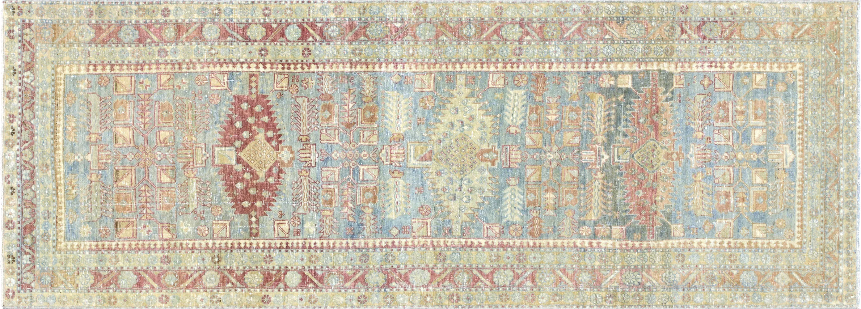 1940s Persian Melayer Runner -2'7" x7'3" - Nalbandian - Blue