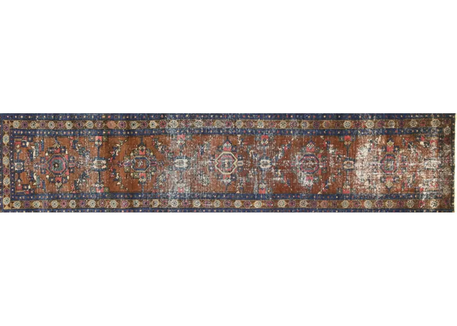 1920s Persian Heriz Runner - 2' x 9' - Nalbandian - Blue