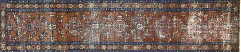 1920s Persian Heriz Runner - 2' x 9' - Nalbandian - Blue