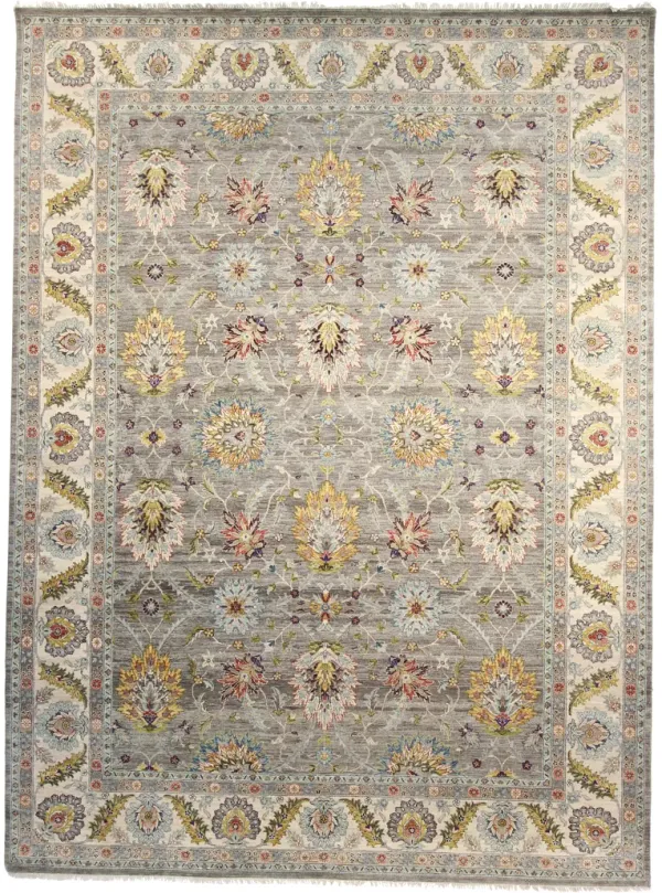 9" x 12" Sari Oushak Rug, Gray/Ivory