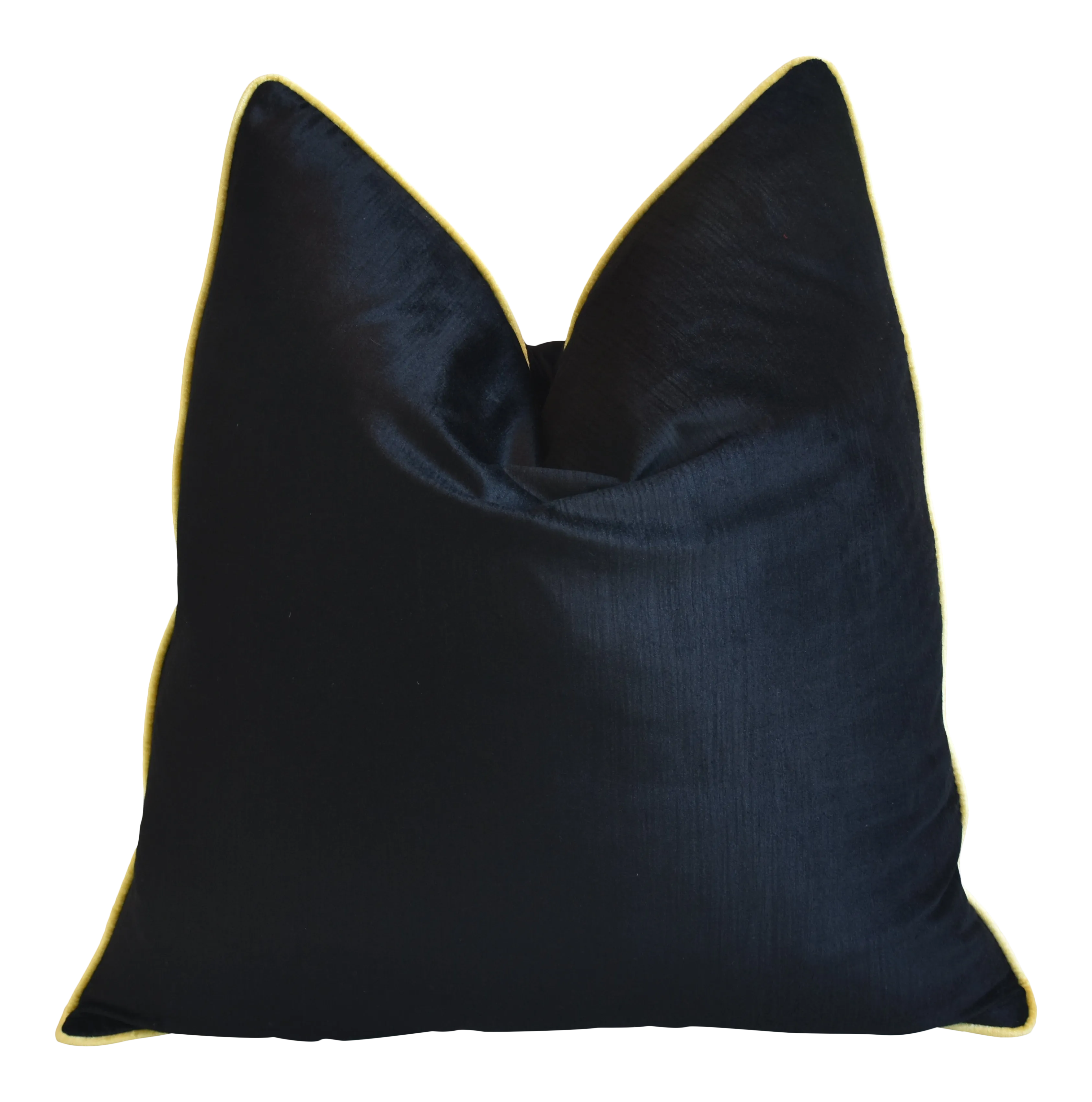 Jet Black & Yellow Cording Velvet Pillow