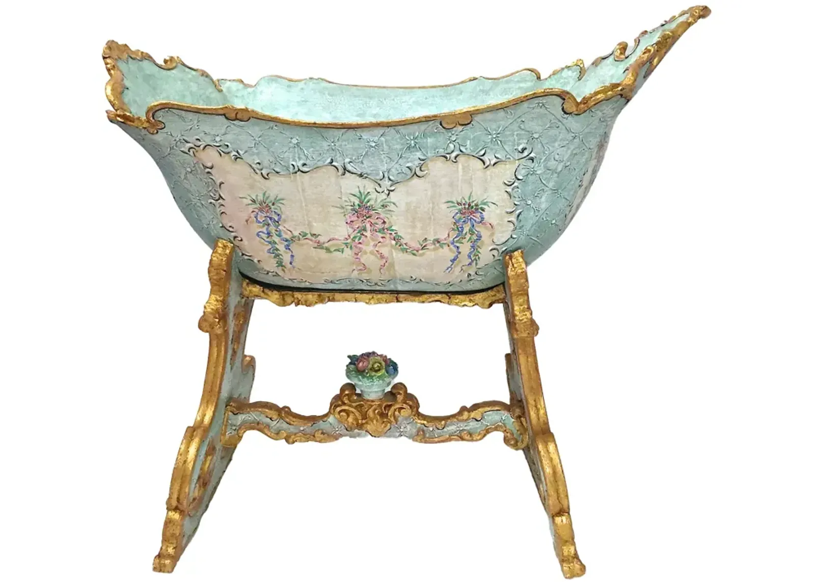 Venetian Handpainted Rocking Cradle - Vermilion Designs - Blue