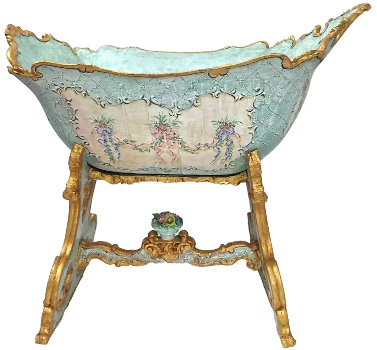 Venetian Handpainted Rocking Cradle - Vermilion Designs - Blue