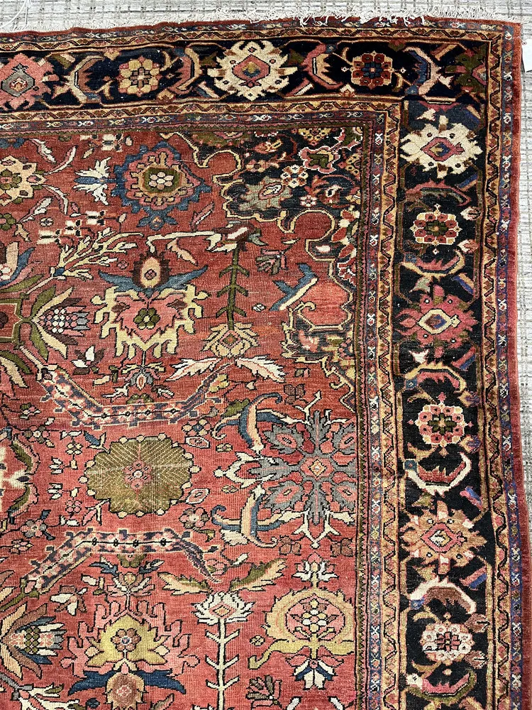 Antique Persian Mahal Rug 9'2 X 12'8 - Orange - Orange