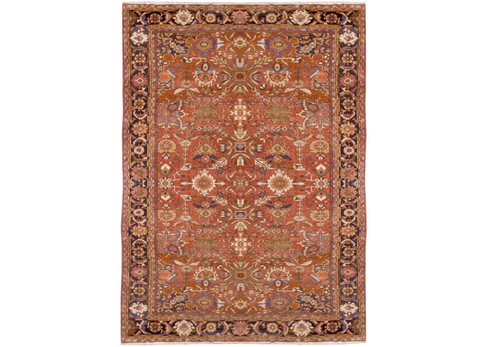 Antique Persian Mahal Rug 9'2 X 12'8 - Orange - Orange