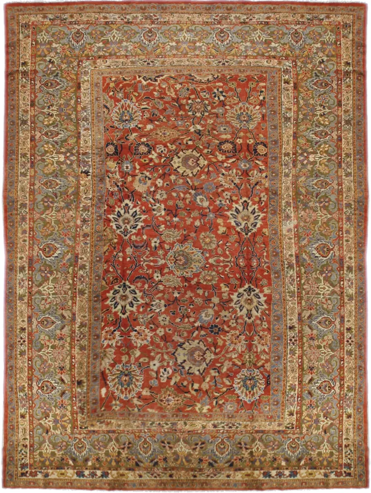 Antique Persian Mahal Rug 9'2 X 13'5 - Red - Red