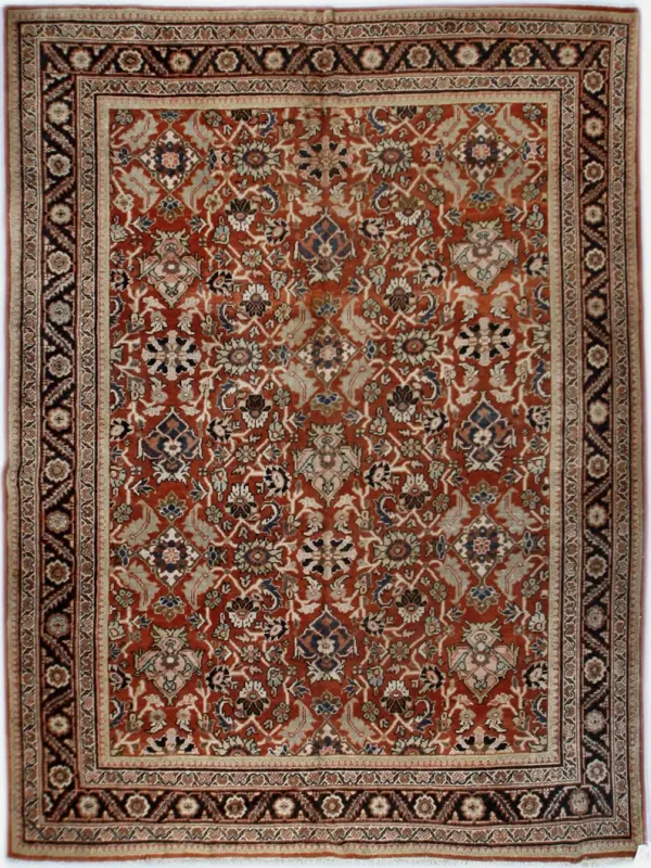 Persian Mahal Rug 8'11 X 11'8 - Red - Red