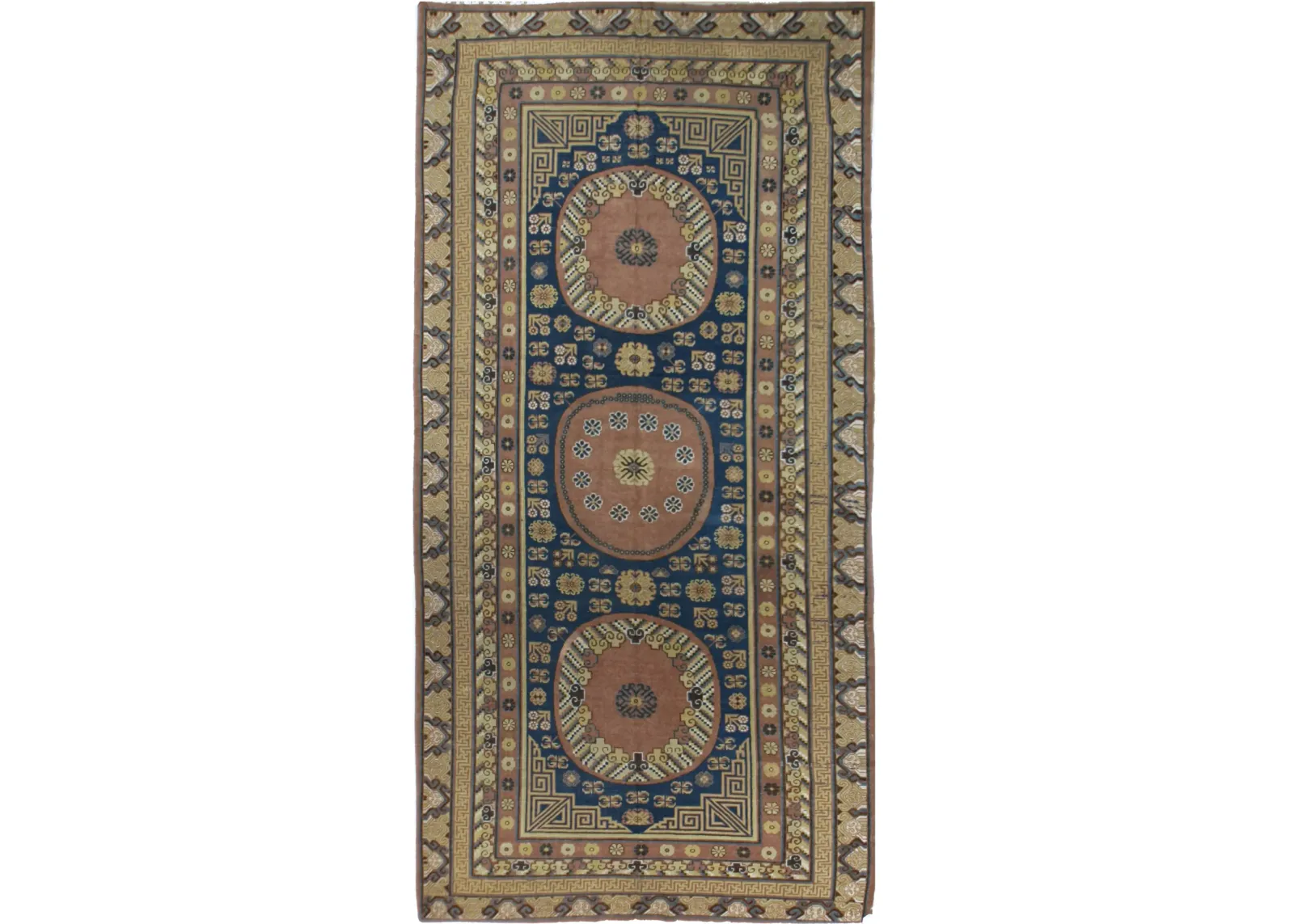 Antique Khotan Samarkand Rug 6'8 X 13'3 - Blue - Blue