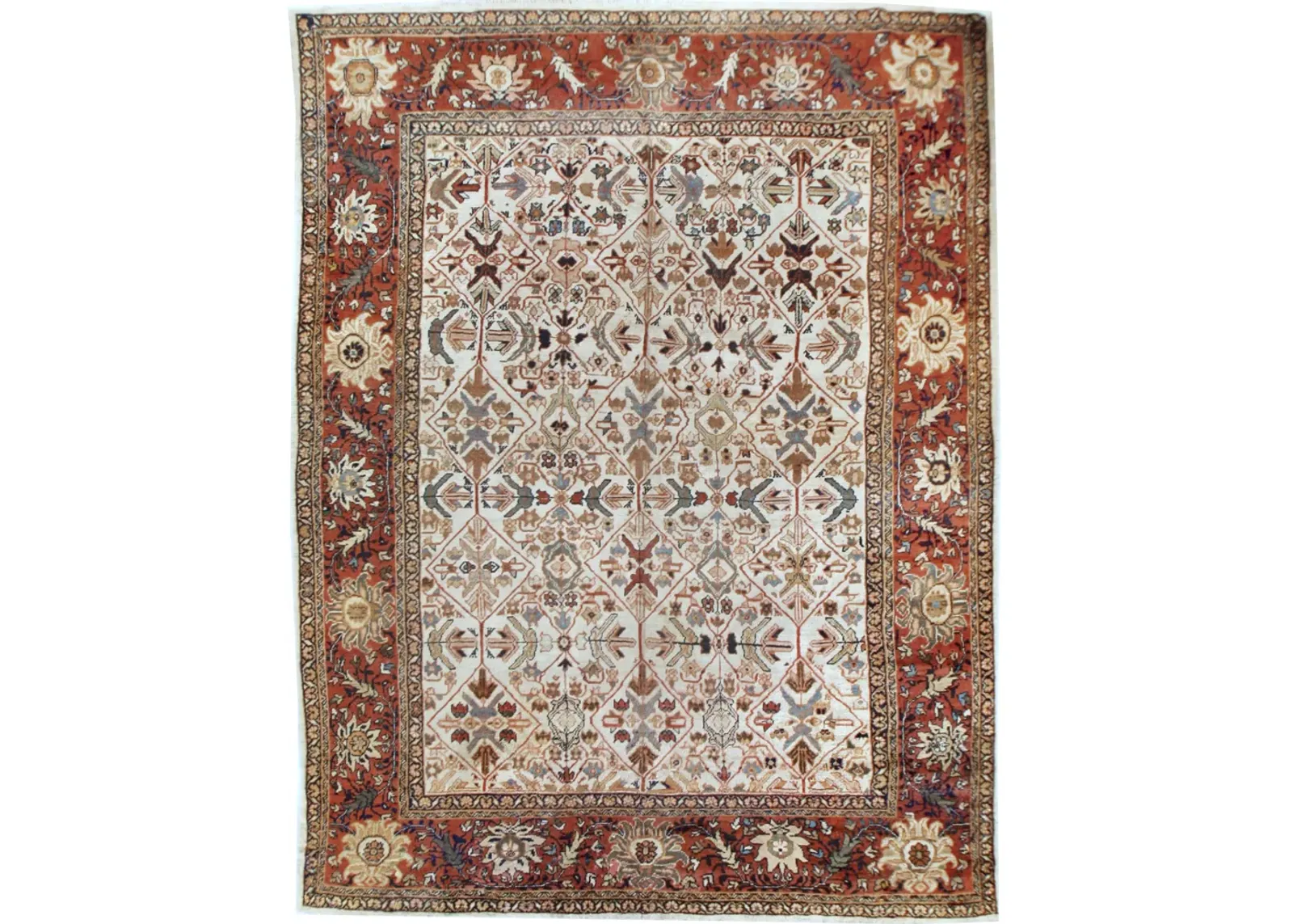 Persian Ivory Mahal Area Rug 8'10 X 12'2 - Red - Red