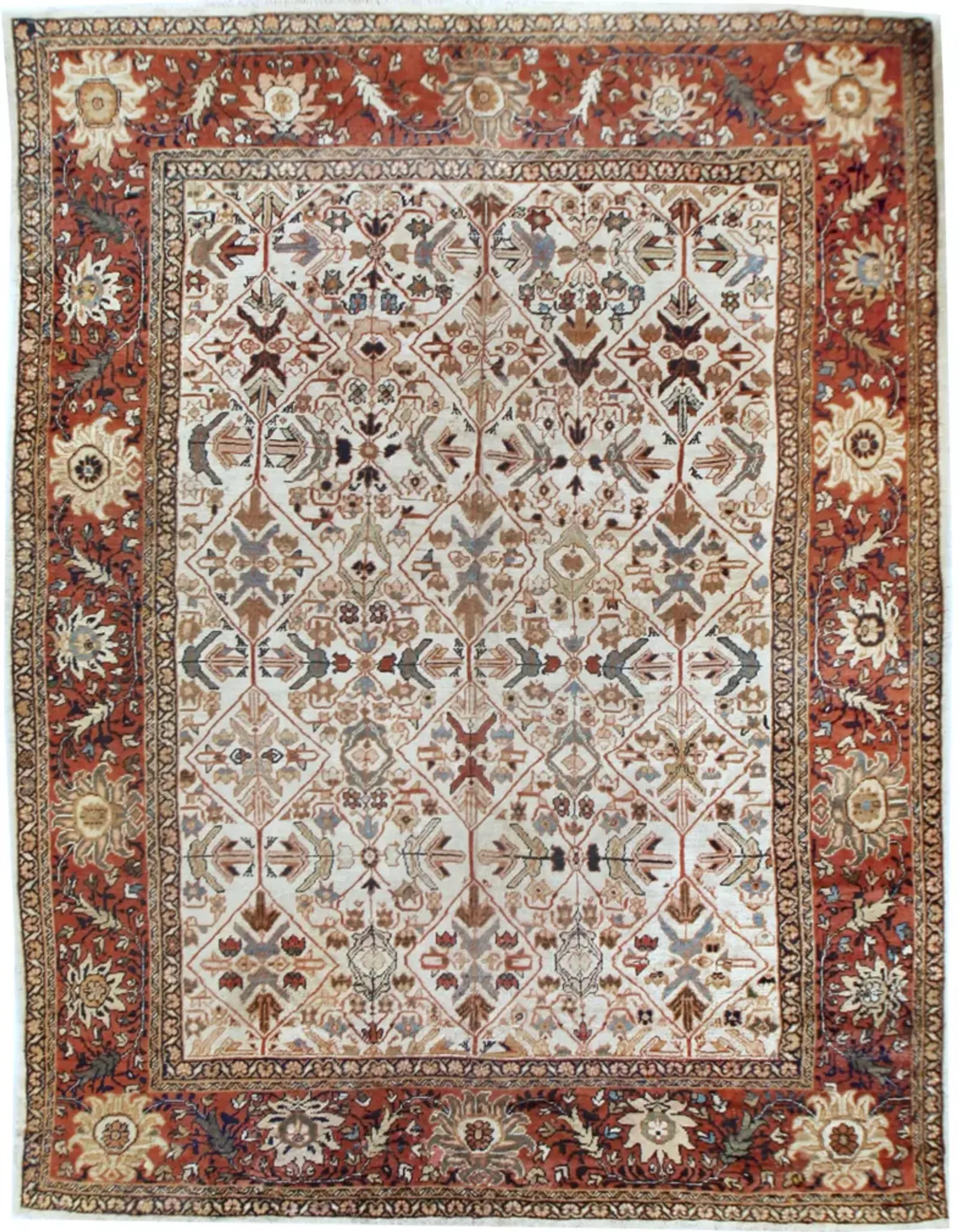 Persian Ivory Mahal Area Rug 8'10 X 12'2 - Red - Red