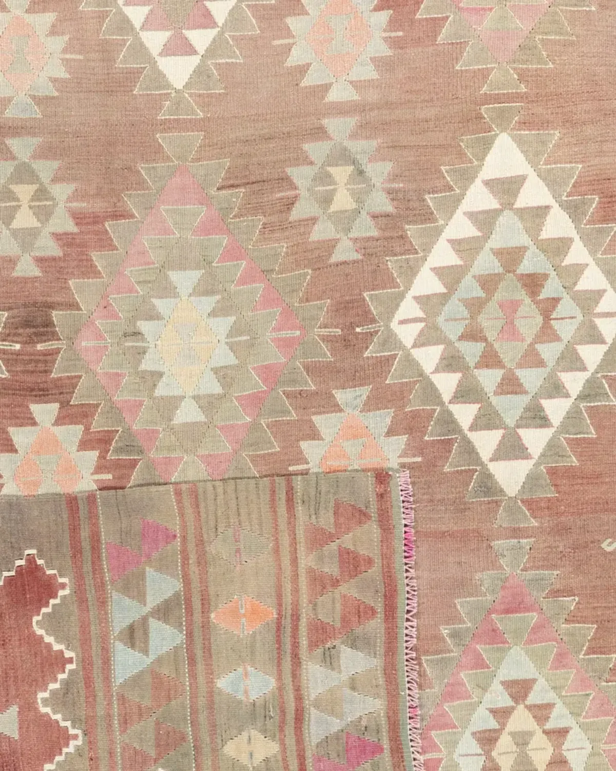 Terracotta Turkish Kilim Rug 6'1 X 8'6 - Pink - Pink