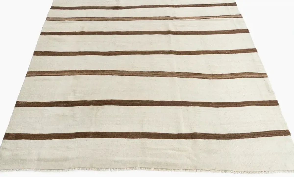 Ivory Turkish Kilim Runner 4'11 X 13'8 - Brown