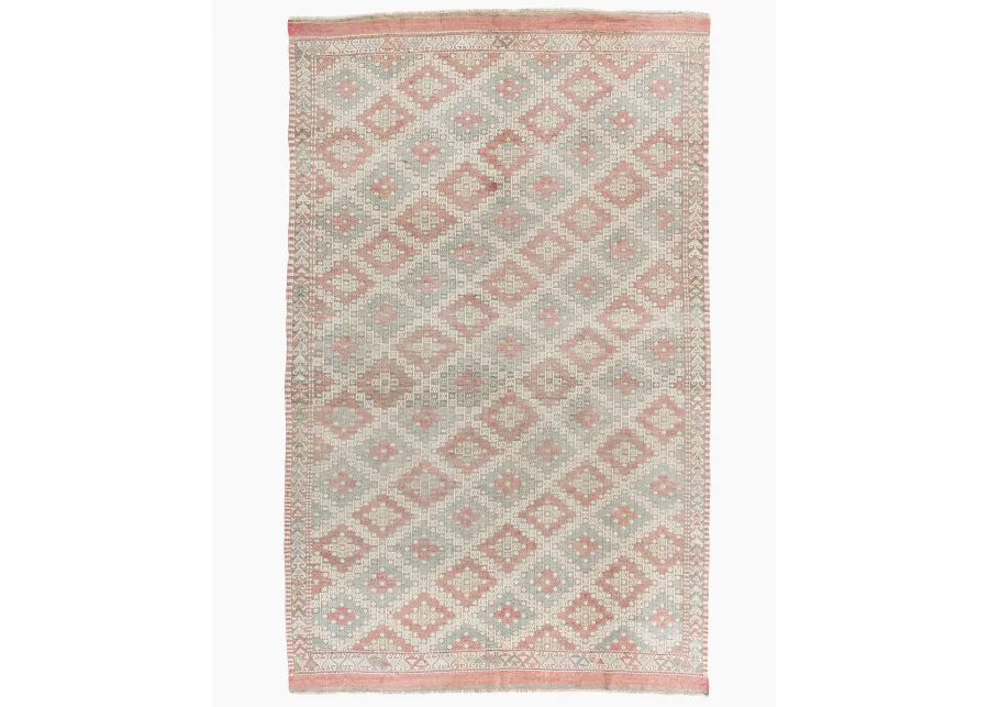 Turkish Jajim Flatweave Rug 5'1 X 8'11 - Pink - Pink