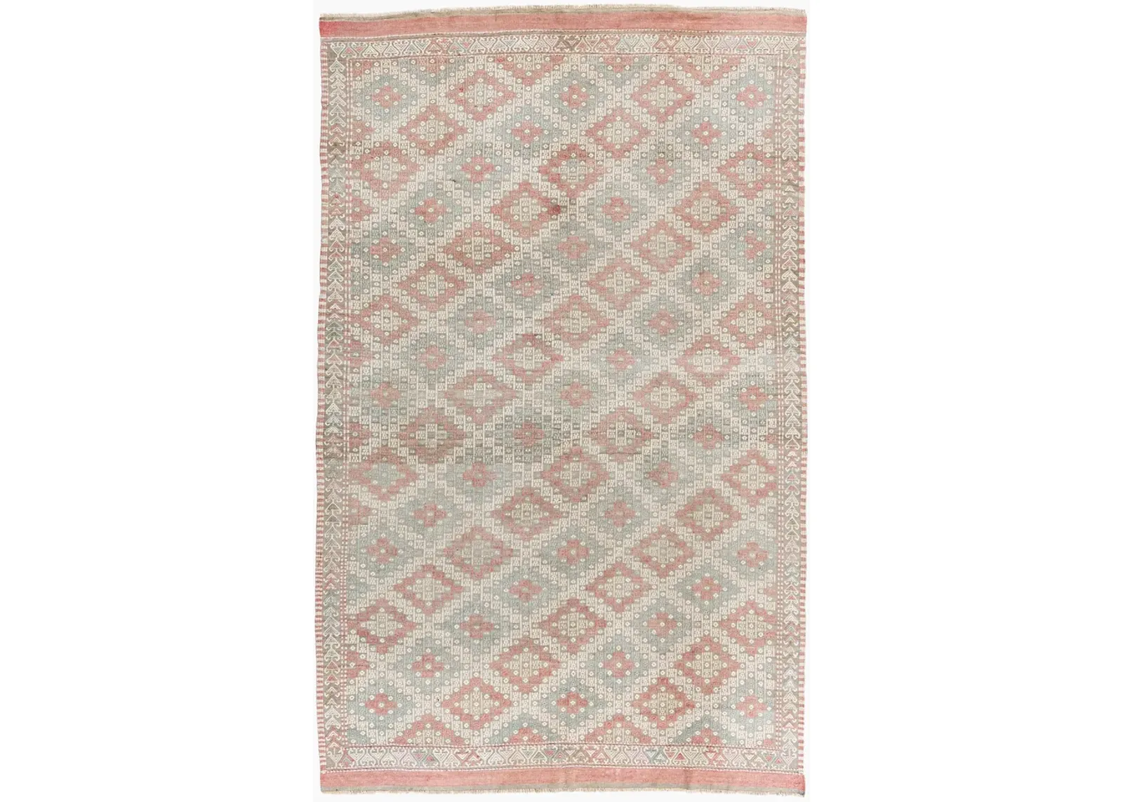 Turkish Jajim Flatweave Rug 5'1 X 8'11 - Pink - Pink