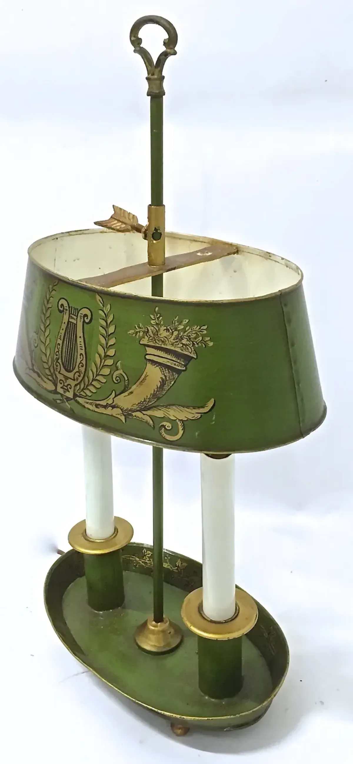 Antique French Tole Bouillette Lamp - Vermilion Designs - Green