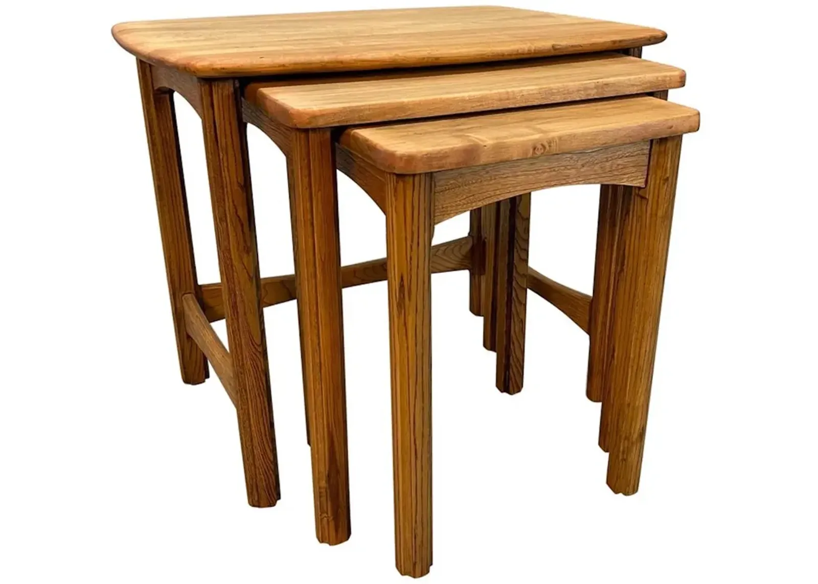 1960s Maple Wood Nesting Tables - 2-b-Modern - Brown