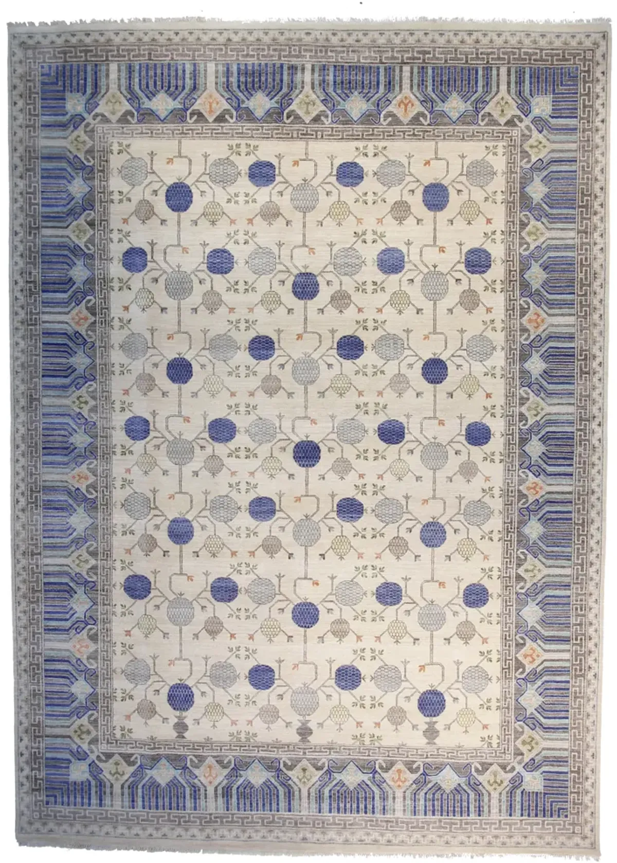 12" x 15" Khotan Rug - Ivory/Blue - F.J. Kashanian - Blue