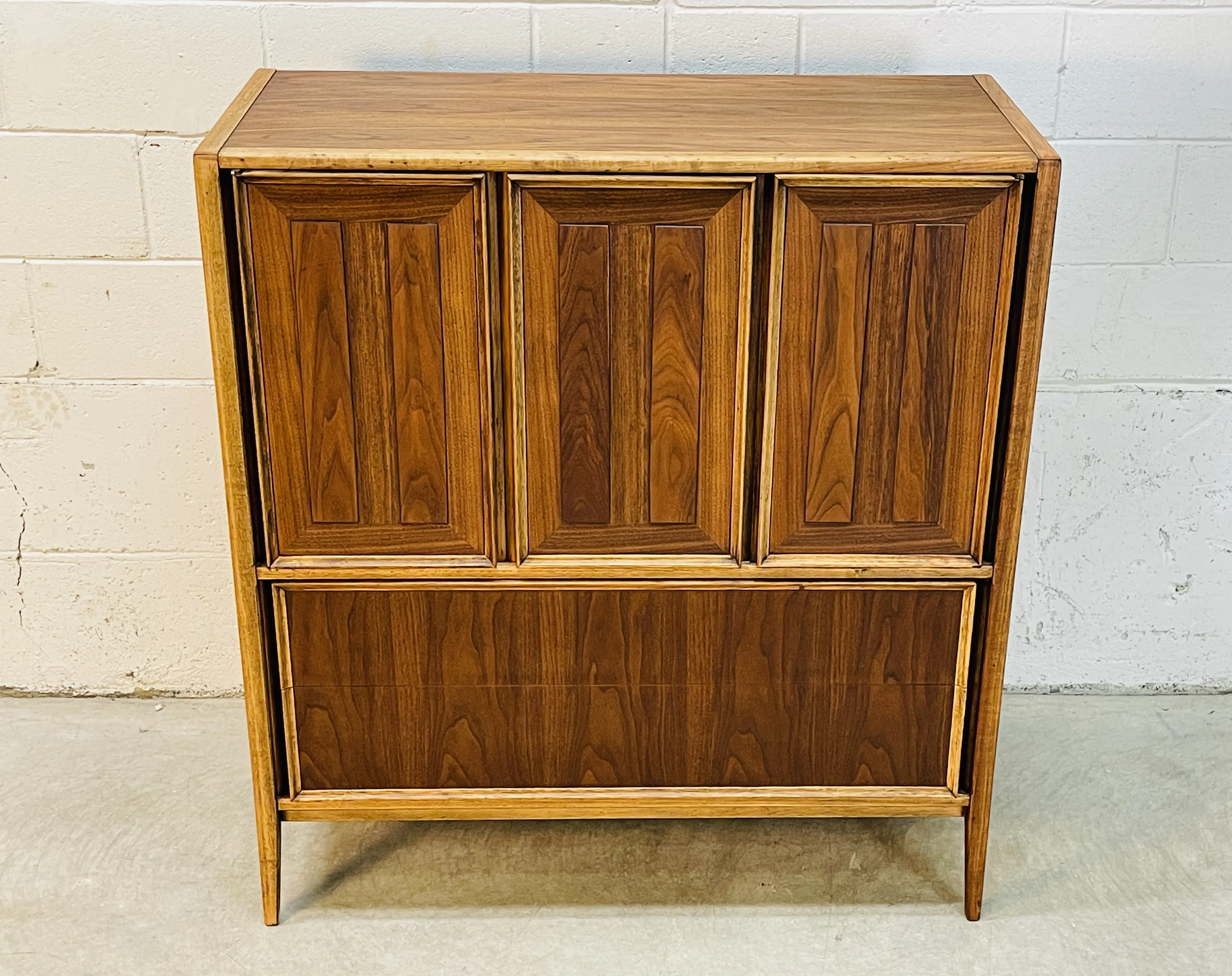 1960s Walnut Wood Highboy Dresser - 2-b-Modern - Brown