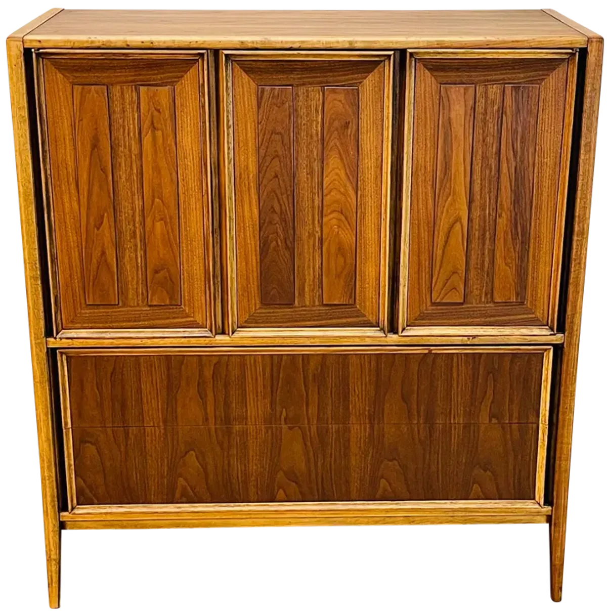 1960s Walnut Wood Highboy Dresser - 2-b-Modern - Brown