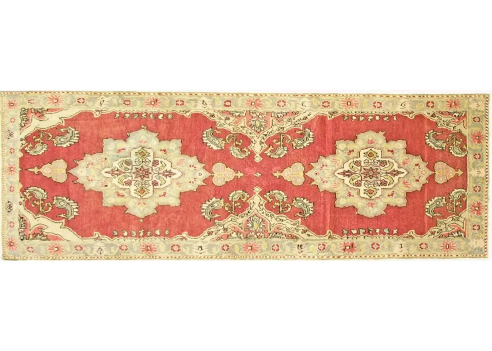 1960s Turkish Oushak Runner - 3'1"x9'1" - Nalbandian - Pink