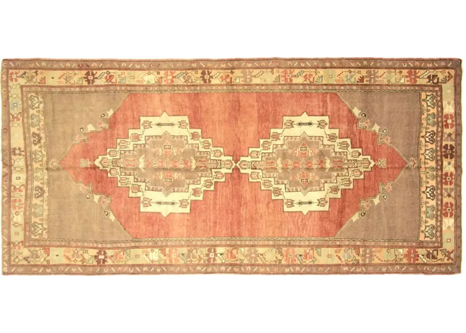 1960s Turkish Oushak Rug - 5'2"x11'4" - Nalbandian - Orange - Orange