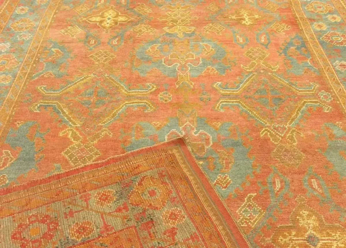 1920s Turkish Oushak Rug - 8'4"x12'9" - Nalbandian - Orange - Orange