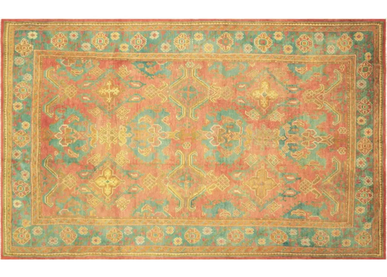 1920s Turkish Oushak Rug - 8'4"x12'9" - Nalbandian - Orange - Orange