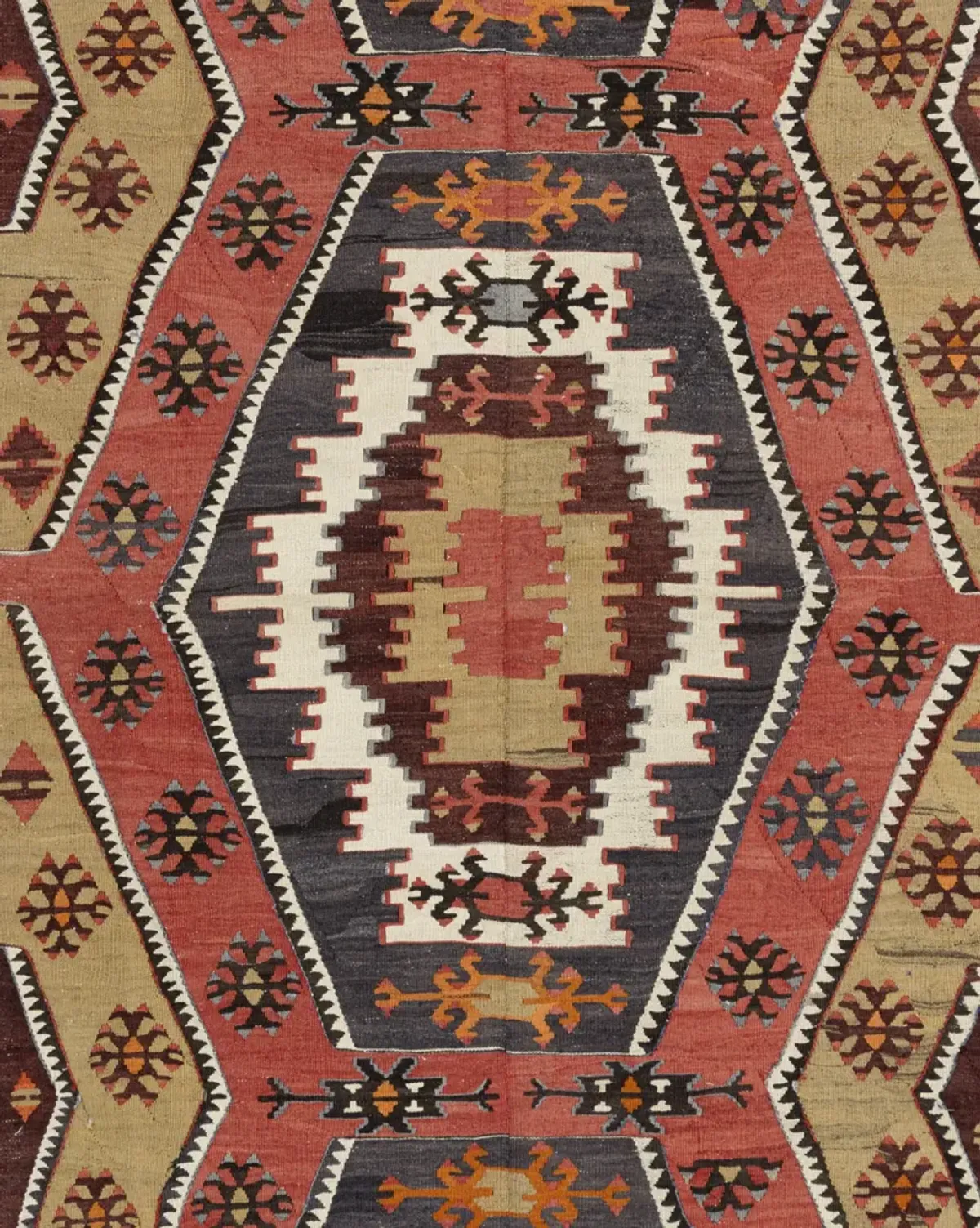 Turkish Kilim Rug 4'11 X 11'9 - Red - Red