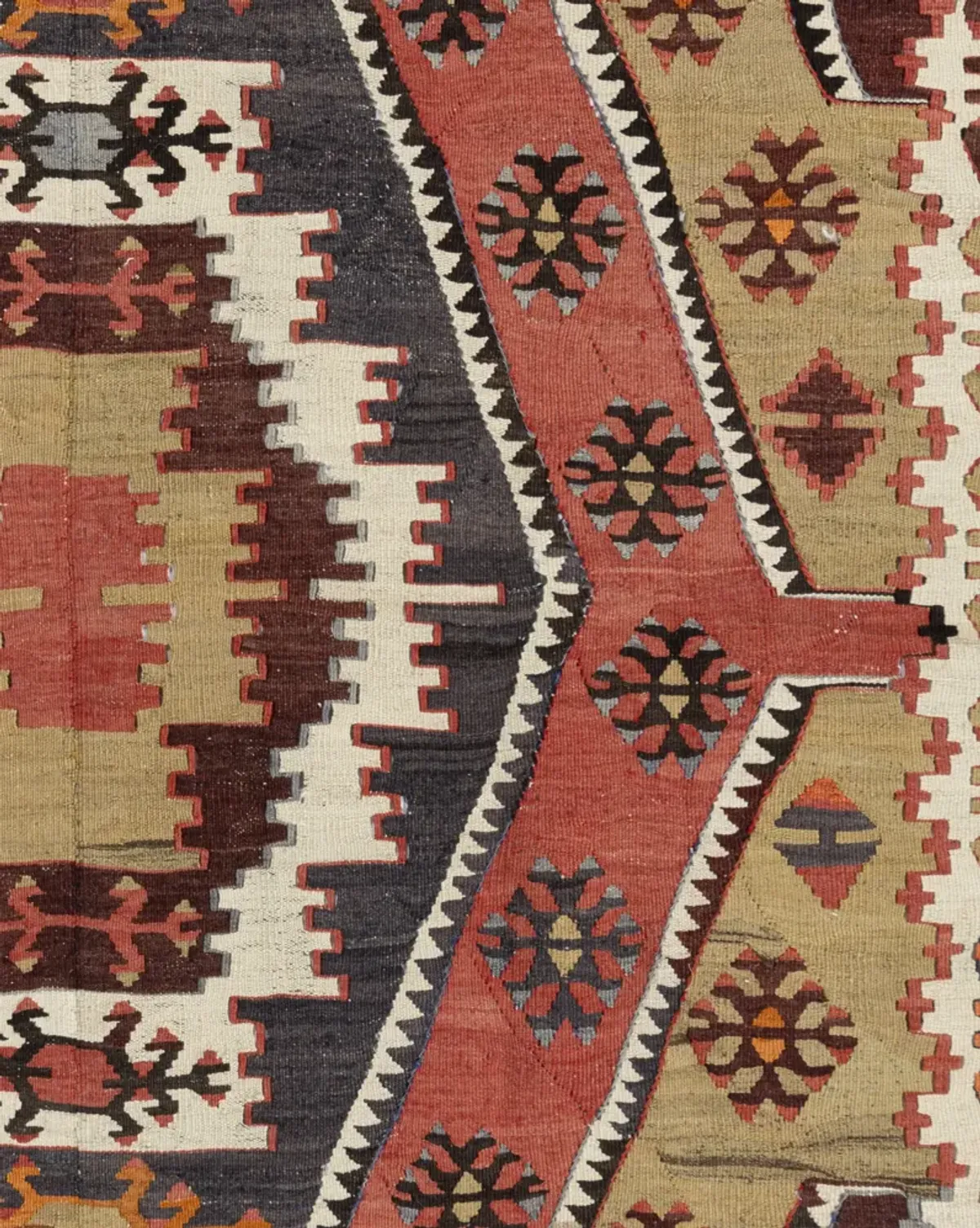 Turkish Kilim Rug 4'11 X 11'9 - Red - Red