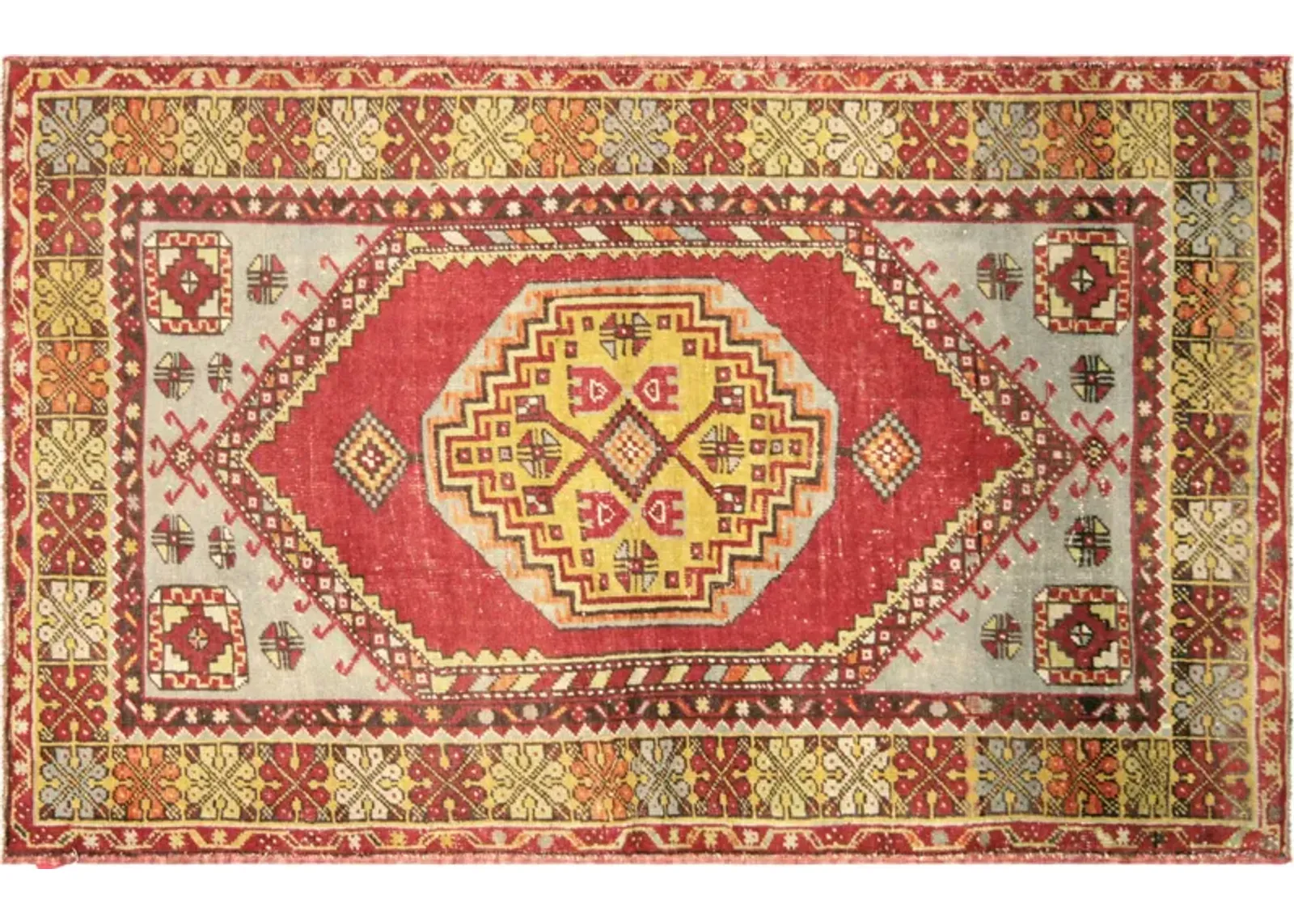 1960s Turkish Oushak Rug - 3'9"x5'9" - Nalbandian - Orange - Orange