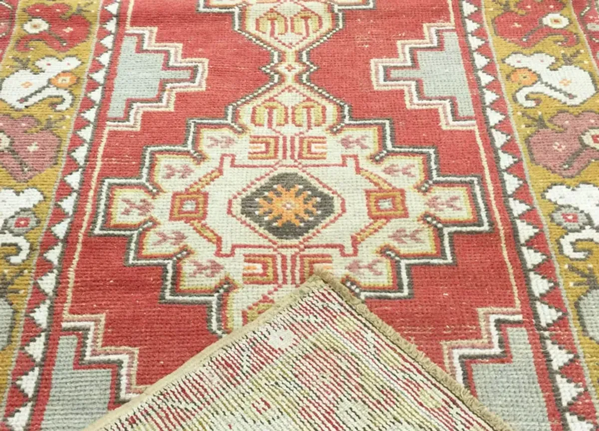 1960s Turkish Oushak Runner - 2'11"x9'7" - Nalbandian - Red