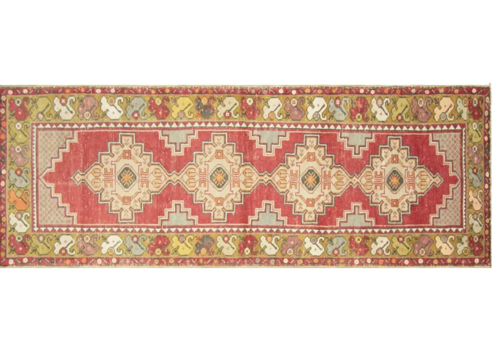 1960s Turkish Oushak Runner - 2'11"x9'7" - Nalbandian - Red